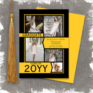 Anúncio Classe de Graduação de Colagem de Fotos Amarela 
