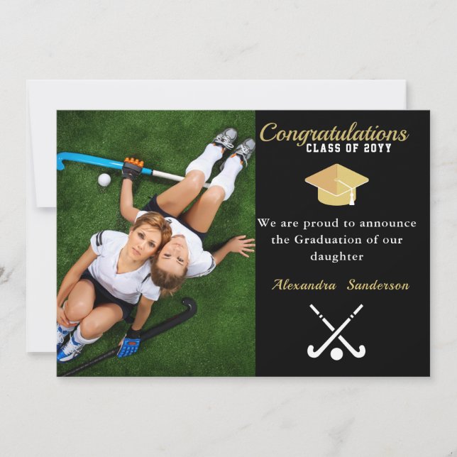 Anúncio Classe de Graduação de Foto de Hóquei em Campo de  (Frente)