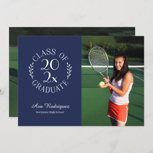 Anúncio Classe de Graduação do Marinho de Foto do Formando (Frente/Verso)