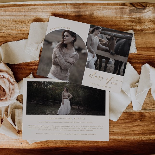 Anúncio Classe Modern Arch Cream de 2024 3 Graduação de Fo (Criador carregado)