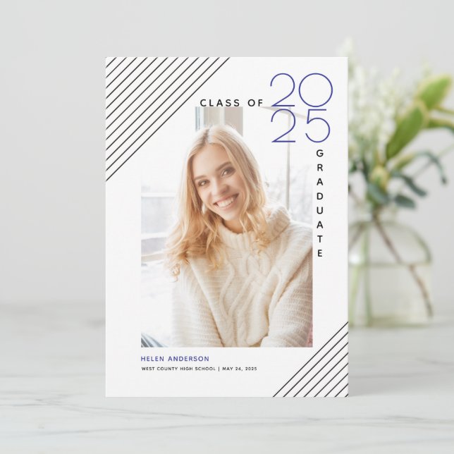 Anúncio Classe moderna de 2025 formando preto, foto azul (Em pé/Frente)