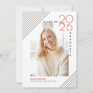 Anúncio Classe moderna de foto preta e vermelha de graduad