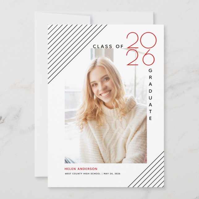 Anúncio Classe moderna de foto preta e vermelha de graduad (Frente)