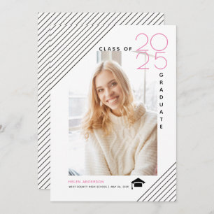 Anúncio Classe moderna de foto rosa-formando 2025