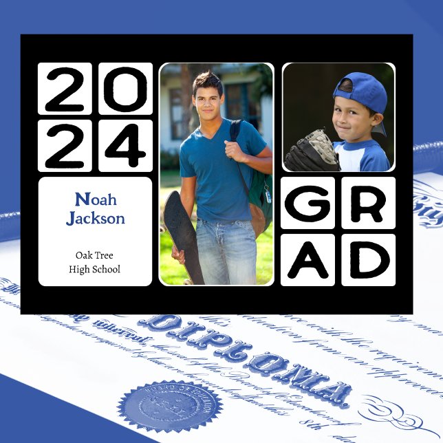 Anúncio Classe Moderna de Graduação 2024 (Graduation Announcement - Modern way to celebrate and honor your grad. Go Class of 2024 )