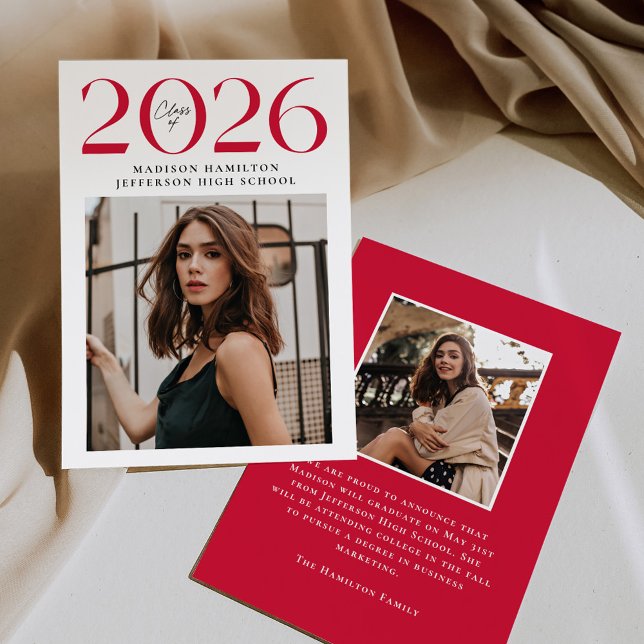 Anúncio Classe Moderna de Graduação de Foto Vermelha 2 em  (Criador carregado)