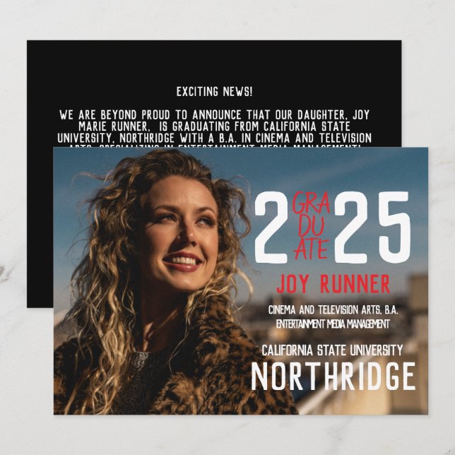 Anúncio Classe Moderna Negrito de Graduação de Foto 2025 (Frente/Verso)