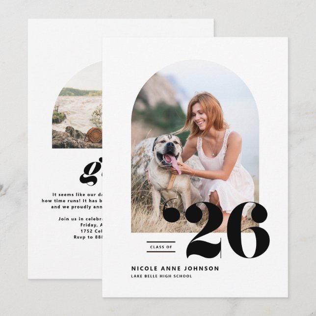 Anúncio Classe Preta de Graduação de Foto em Arch 2025 (Frente/Verso)