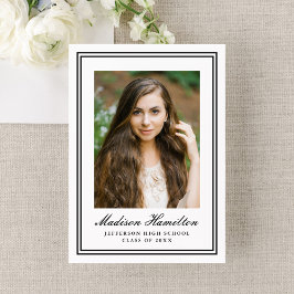 Anúncio Classic Black Double Border Photo Graduation