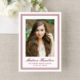 Anúncio Classic Burgundy Double Border Photo Graduation