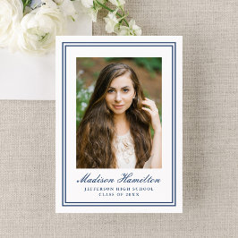 Anúncio Classic Navy Double Border Photo Graduation