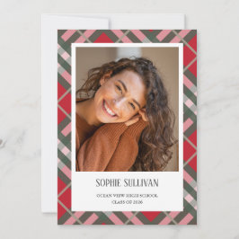 Anúncio Classic Plaid Photo Graduation Announcement Card