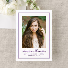 Anúncio Classic Purple Double Border Photo Graduation