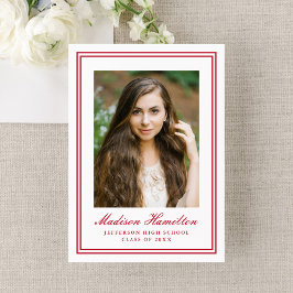 Anúncio Classic Red Double Border Photo Graduation