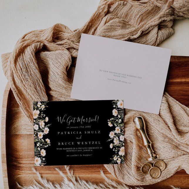 Anúncio Clássico Boho Blush Wildflower Black Elopement (Criador carregado)