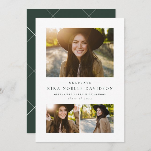 Anúncio clássico de graduação de colagem de fotos (Frente/Verso)
