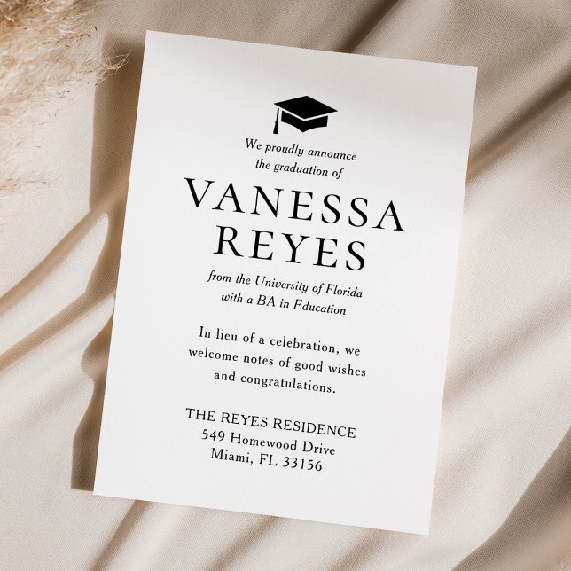 Anúncio clássico de graduação em preto e branco (Criador carregado)