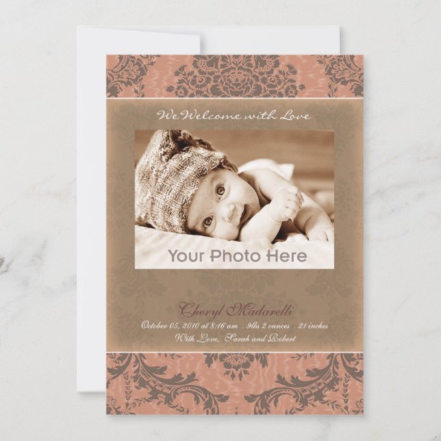 Anúncio clássico do bebê rosa vintage (Frente)