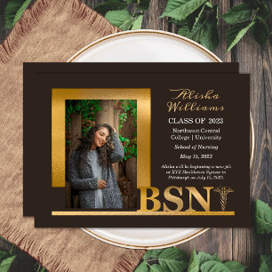 Anúncio Clássico Elegante Dourado BSN Caduceus 1 Photo Dk