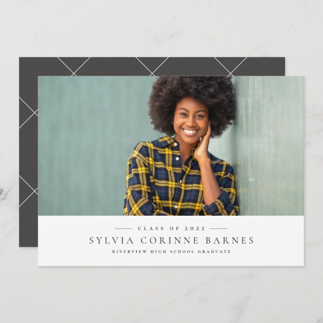 Anúncio clássico simples de graduação de uma foto (Frente/Verso)