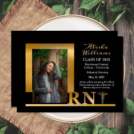 Anúncio Classy Elegant Gold RN Caduceus 1 Photo Black 