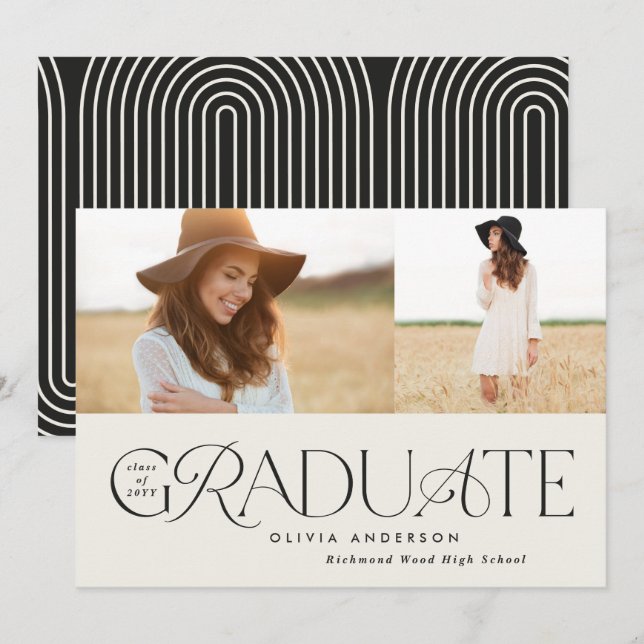 Anúncio Cláusula geométrica 2 fotoarco preto moderno (Frente/Verso)