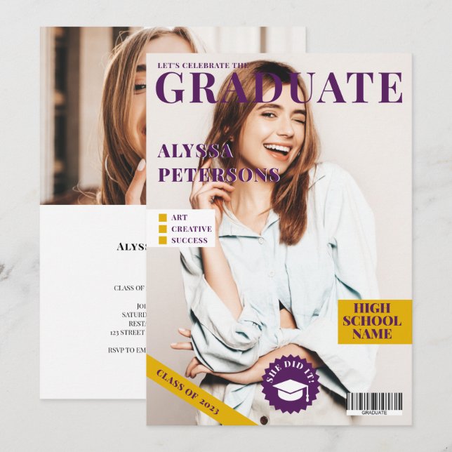 Anúncio Cobrir 2 da revista Fotos da graduação em tendênci (Frente/Verso)