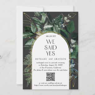 Anúncio Código QR, Casamento Verde Botânico Moderno Elegan