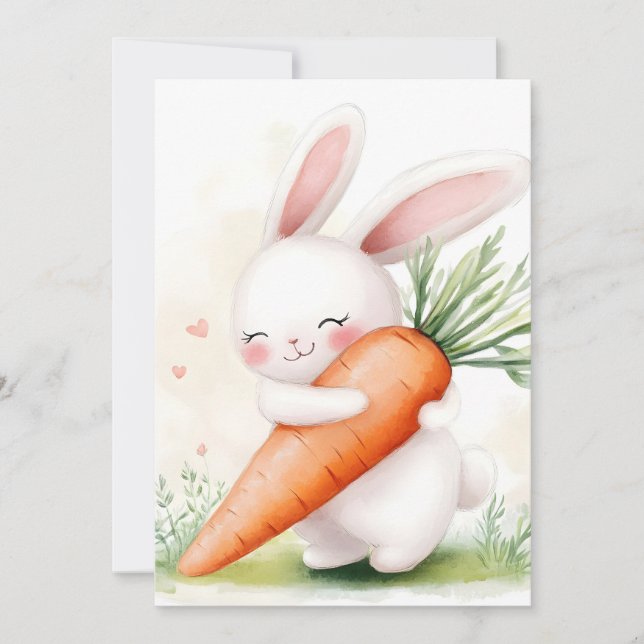 Anúncio Coelho da Primavera em Aquarela Fofa com Cenoura (Frente)