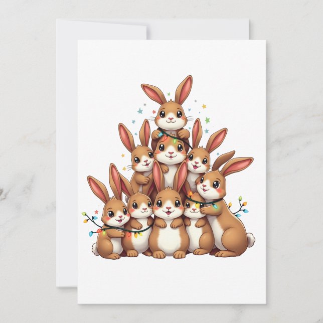 Anúncio Coelhos Árvore de Natal Feliz Natal Xmas (Frente)