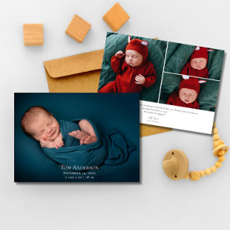 Anúncio Colagem de Bebê Foto Nome Elegante Script Birth An