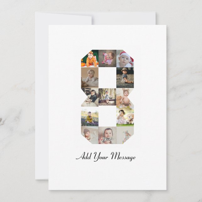 Anúncio Colagem de Fotografias do Número 8 Preto e Branco (Frente)