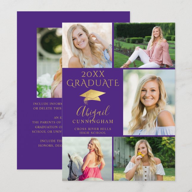 Anúncio Colagem de Fotografias Dourada 6 Elegante em Forma (Frente/Verso)