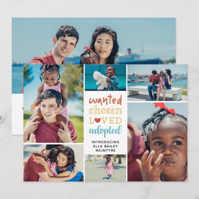 Anúncio Colagem de Fotos Adotada, Escolhida E Amada, Color (Frente/Verso)