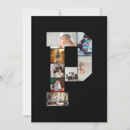 Anúncio Colagem de Fotos com Letra P em Preto e Branco