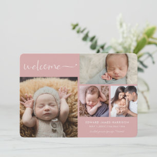 Anúncio Colagem de Fotos de Bebê Menina Rosa Desbotado Bem