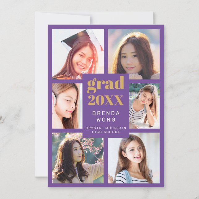 Anúncio Colagem de Fotos de Graduação Dourada de Script Br (Frente)