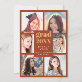 Anúncio Colagem de Fotos de Graduação Dourada White Script