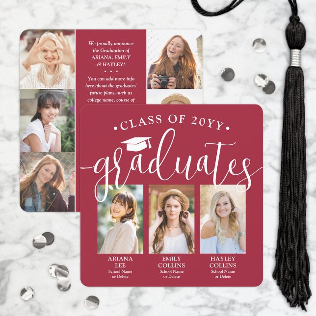 Anúncio Colagem de Fotos de Graduação Tripla Colagem Verme (Criador carregado)