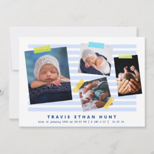 Anúncio Colagem de Fotos Fita Washi Nascimento de Bebê Men