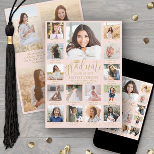 Anúncio Colagem de Fotos Legendadas Rosa Bege Dourado Grad