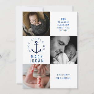 Anúncio Colagem de Fotos Menino Pequeno Âncora Azul Nascim