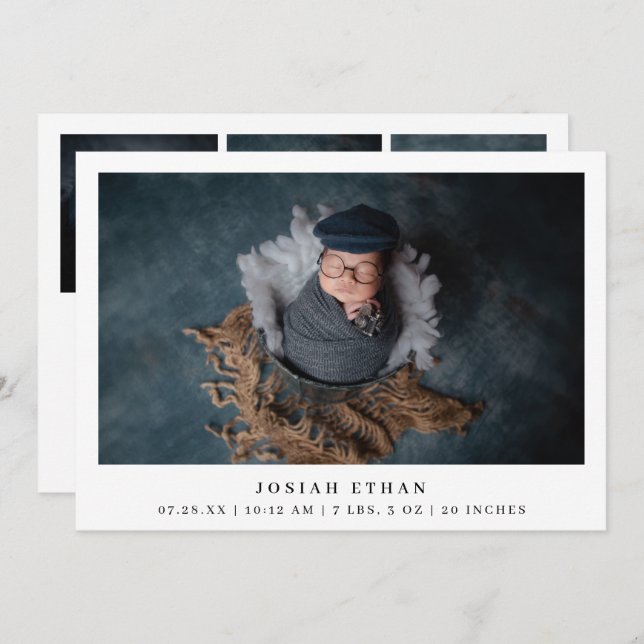 Anúncio Colagem de Fotos Moderna Simples Nascimento Recém- (Frente/Verso)