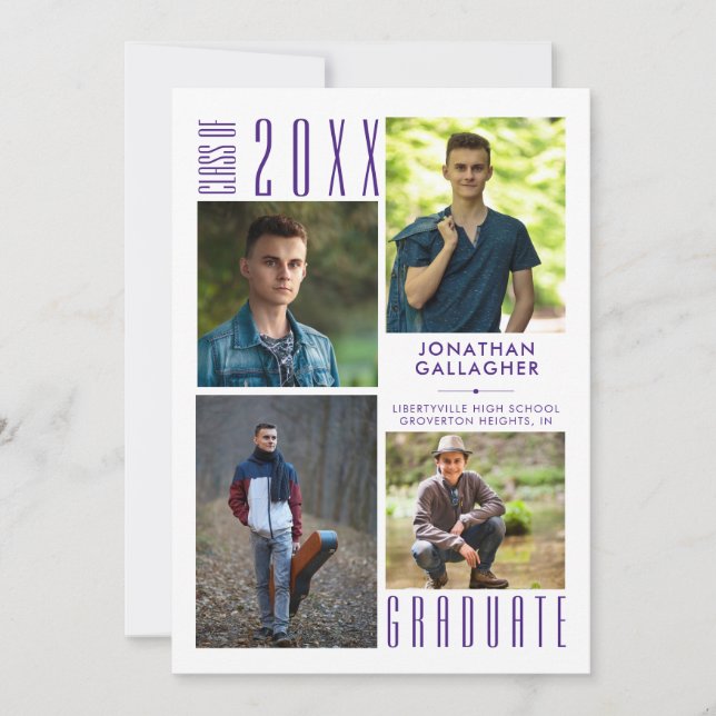 Anúncio Colagem de Fotos Moderno 4 Graduação Roxo (Frente)