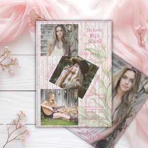 Anúncio Colagem de Fotos Personalizada 4 Fotos Pink Gradua