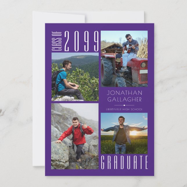 Anúncio Colagem de Fotos Púrpura Quatro de Graduação Moder (Frente)
