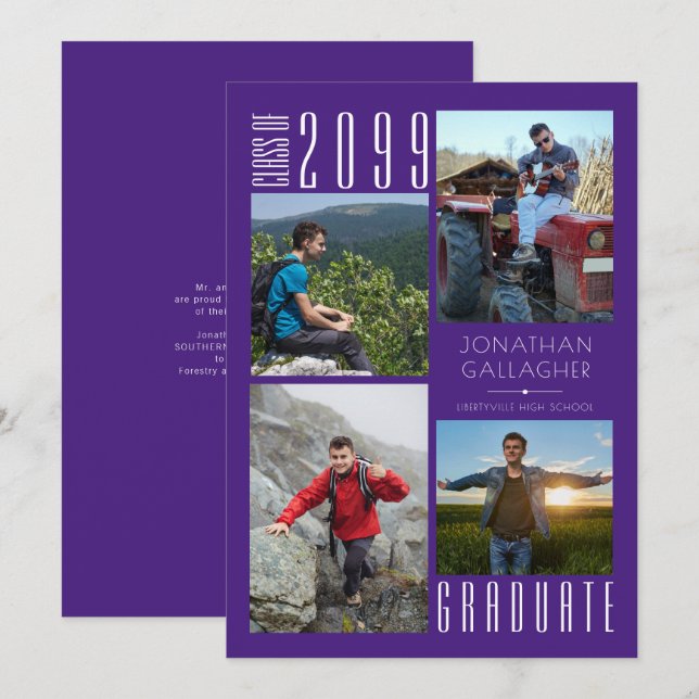 Anúncio Colagem de Fotos Púrpura Quatro de Graduação Moder (Frente/Verso)