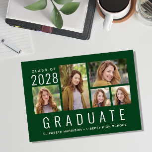 Anúncio Colagem de Fotos Simples de 5 Fotos Verde Graduaçã