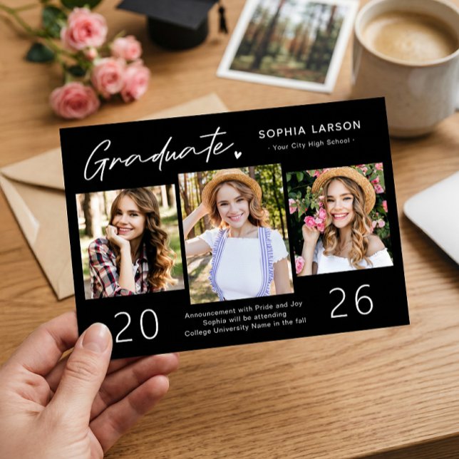 Anúncio Colagem Moderna Preta e Branca de 3 Fotos de Gradu (Criador carregado)