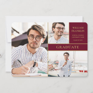Anúncio Colar de Graduação Burgundy Graduação em Ouro 3 Co